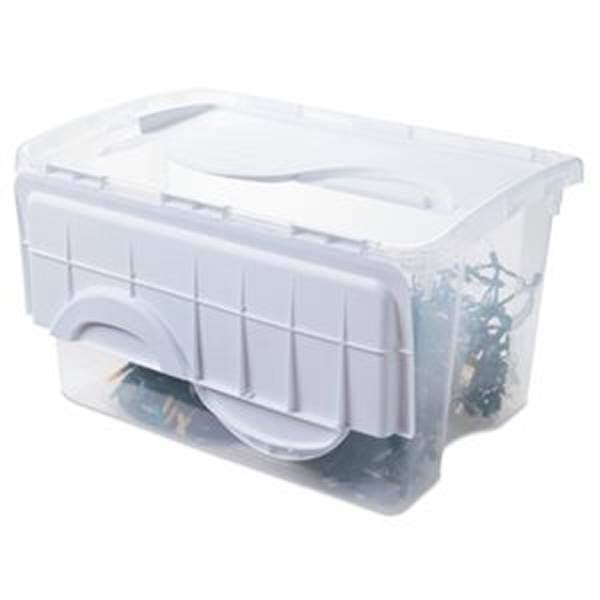 48 Quart Clear Hinged Lid Storage Box Tote (30 Pack) K38264
