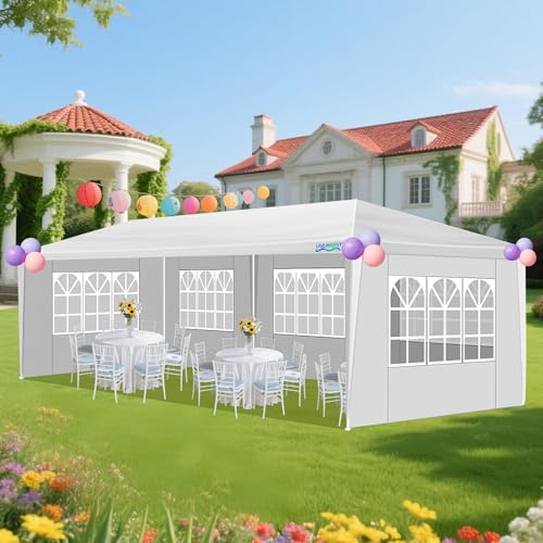 10X30FT White Canopy Tent with 5 Removable Sidewalls R899