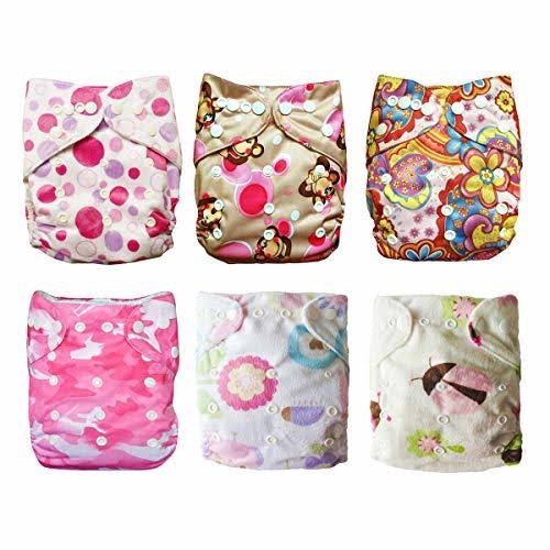 6pcs Reusable Washable Pocket Cloth Diapers H4857