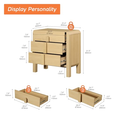 Oak 3 Drawer Wood Dresser Z5147