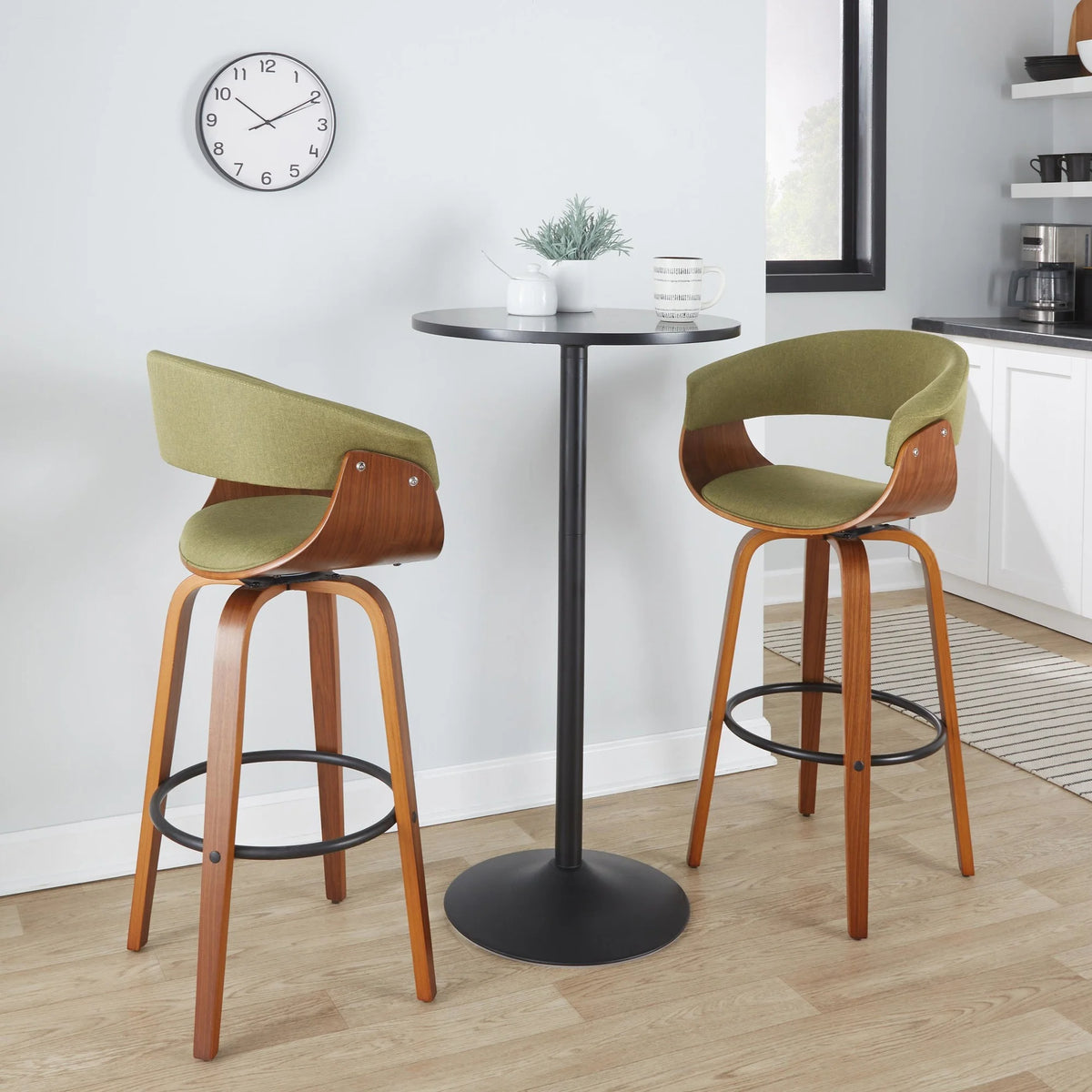Green Fabric Barstool Set of 2 W573410