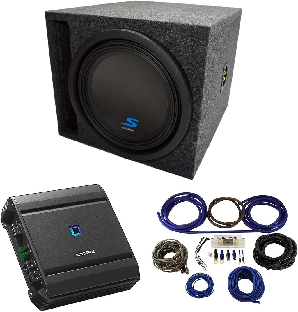 Alpine S-W8D2 Car Audio Subwoofers with Sub Box Enclosure Package T431