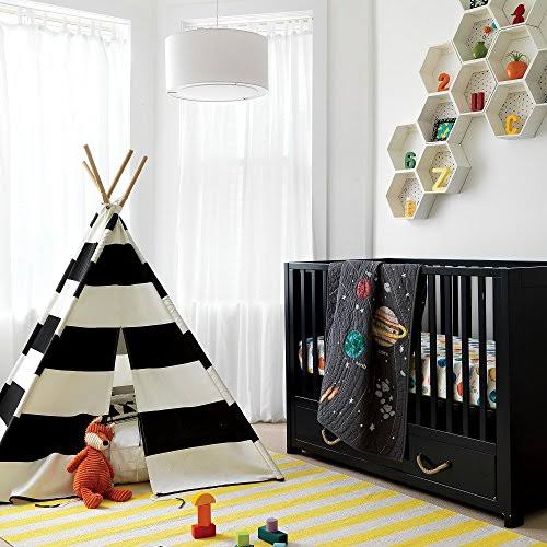 Black Stripes Cotton Canvas Teepee Tent X721338
