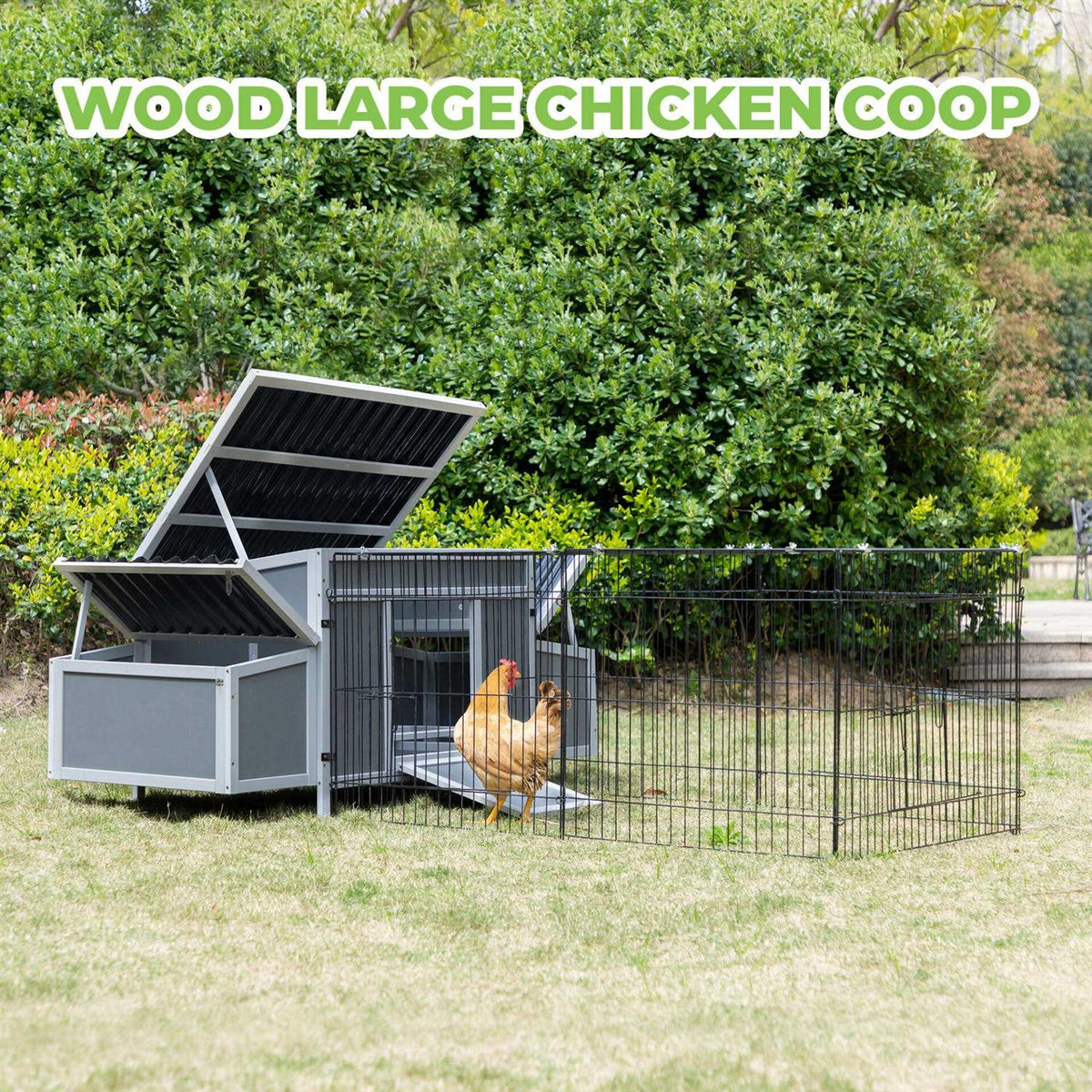 Outdoor Wooden Chicken Coop with Waterproof Roof J319