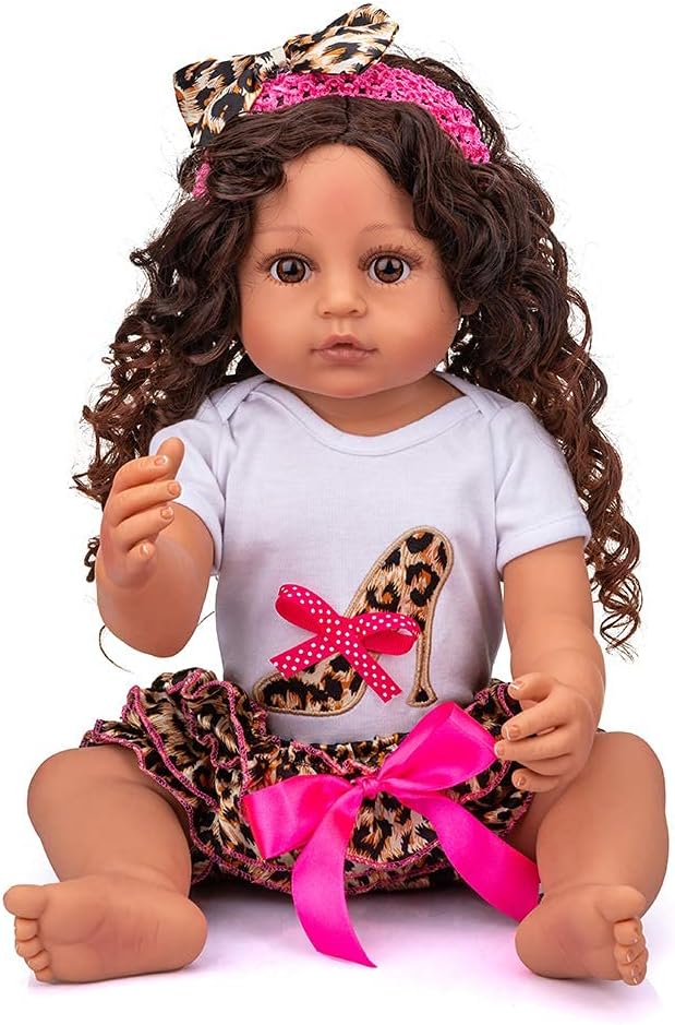 22 inch Realistic Reborn Baby Doll with Curly Brown Hair Z38780