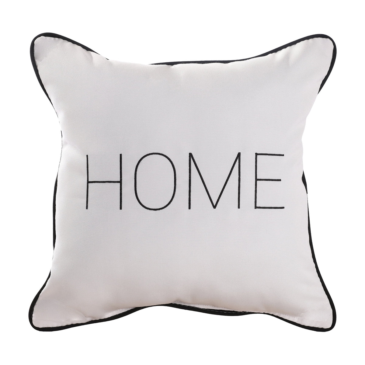 Black and White Embroidered Lumbar Pillow D775647